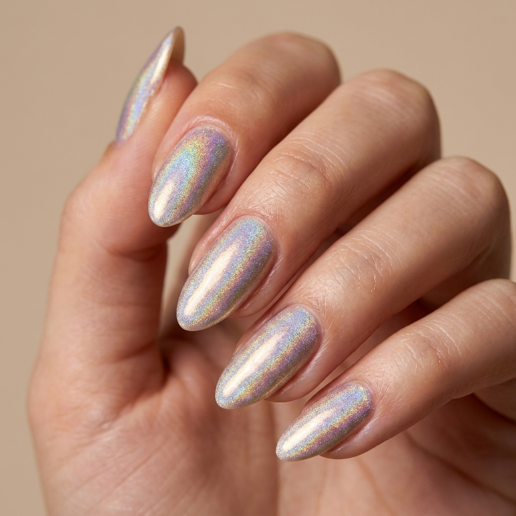 Model wearing Viviana Holographic Nail Polish shade 051